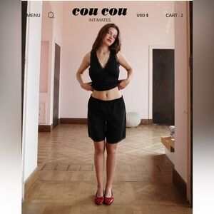 CouCou Intimates Cotton Voile Bermudan Short Size M in Black